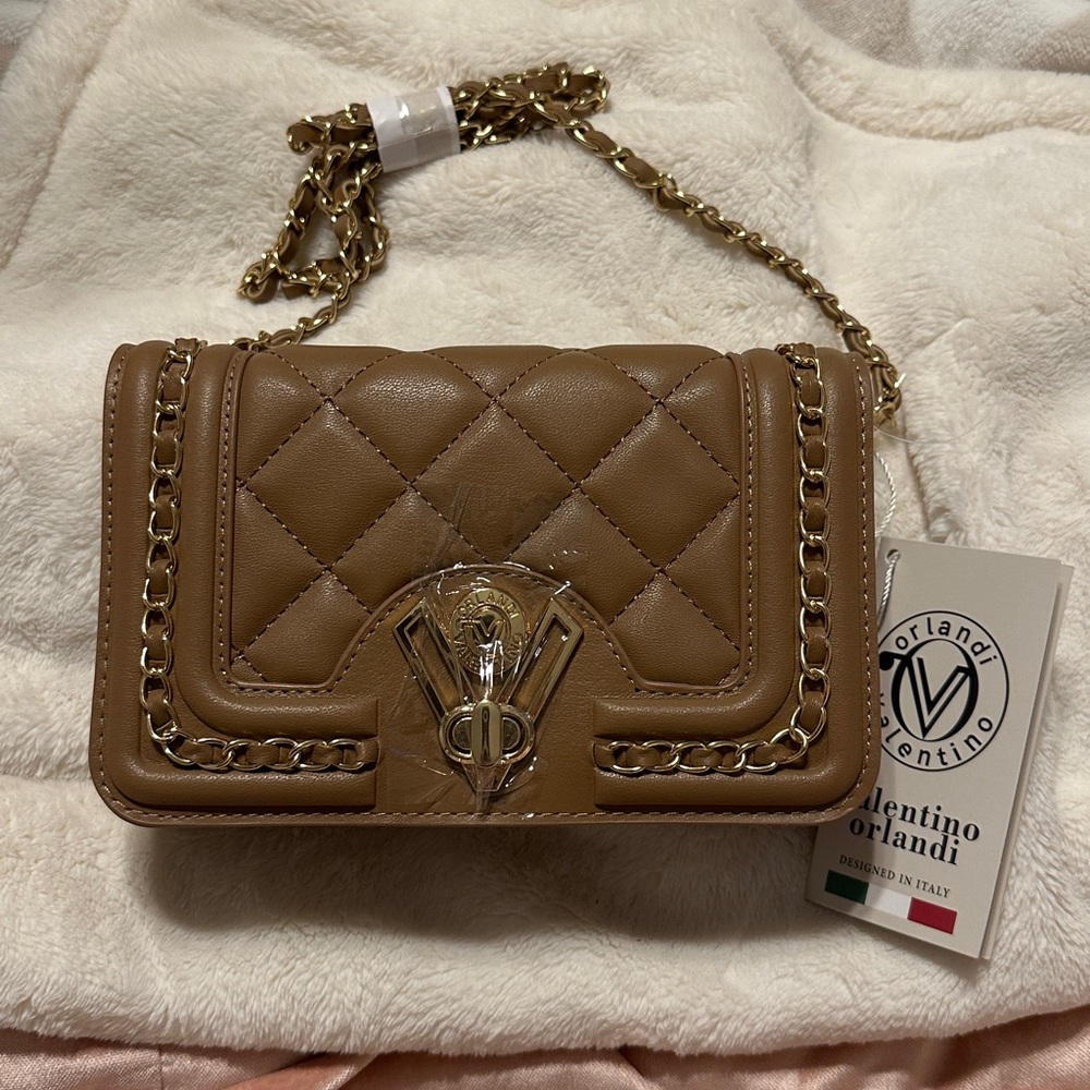 Valentino Taupe Crossbody Quilted Thin Strap NWT - Picture 9 of 10